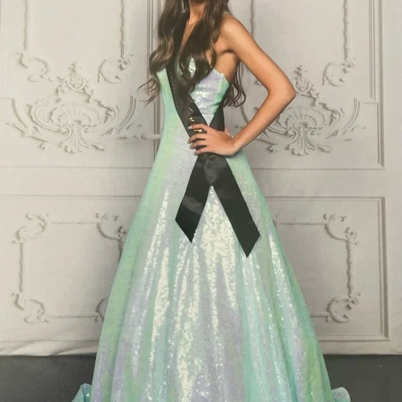 Christina Wu | Dresses | Christina Wu Iridescent Sequin Prom Dress |  Poshmark